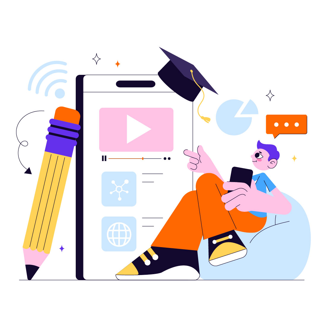 10 Online Learning Platform Illustration preview image.