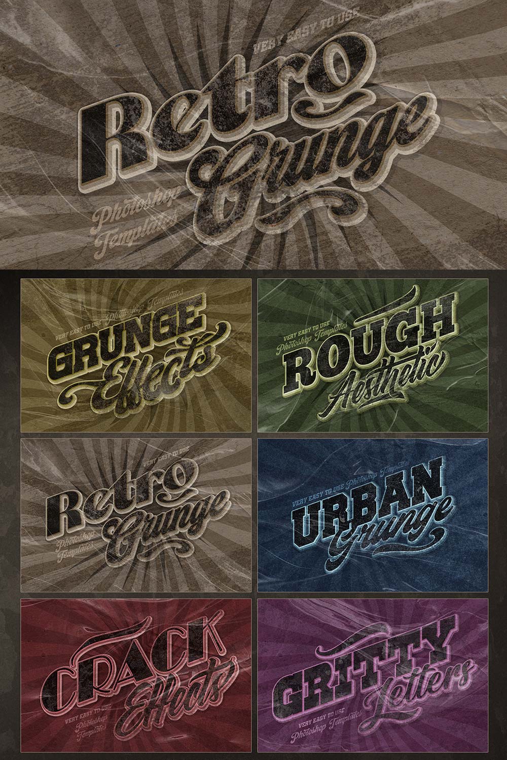 Retro Grunge Text Effects pinterest preview image.