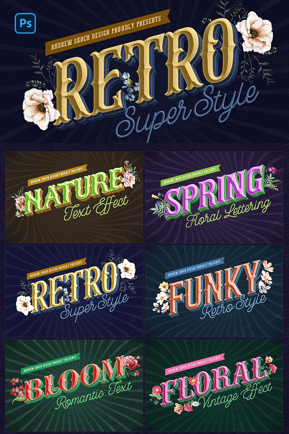 Retro Lettering Text Effect pinterest preview image.
