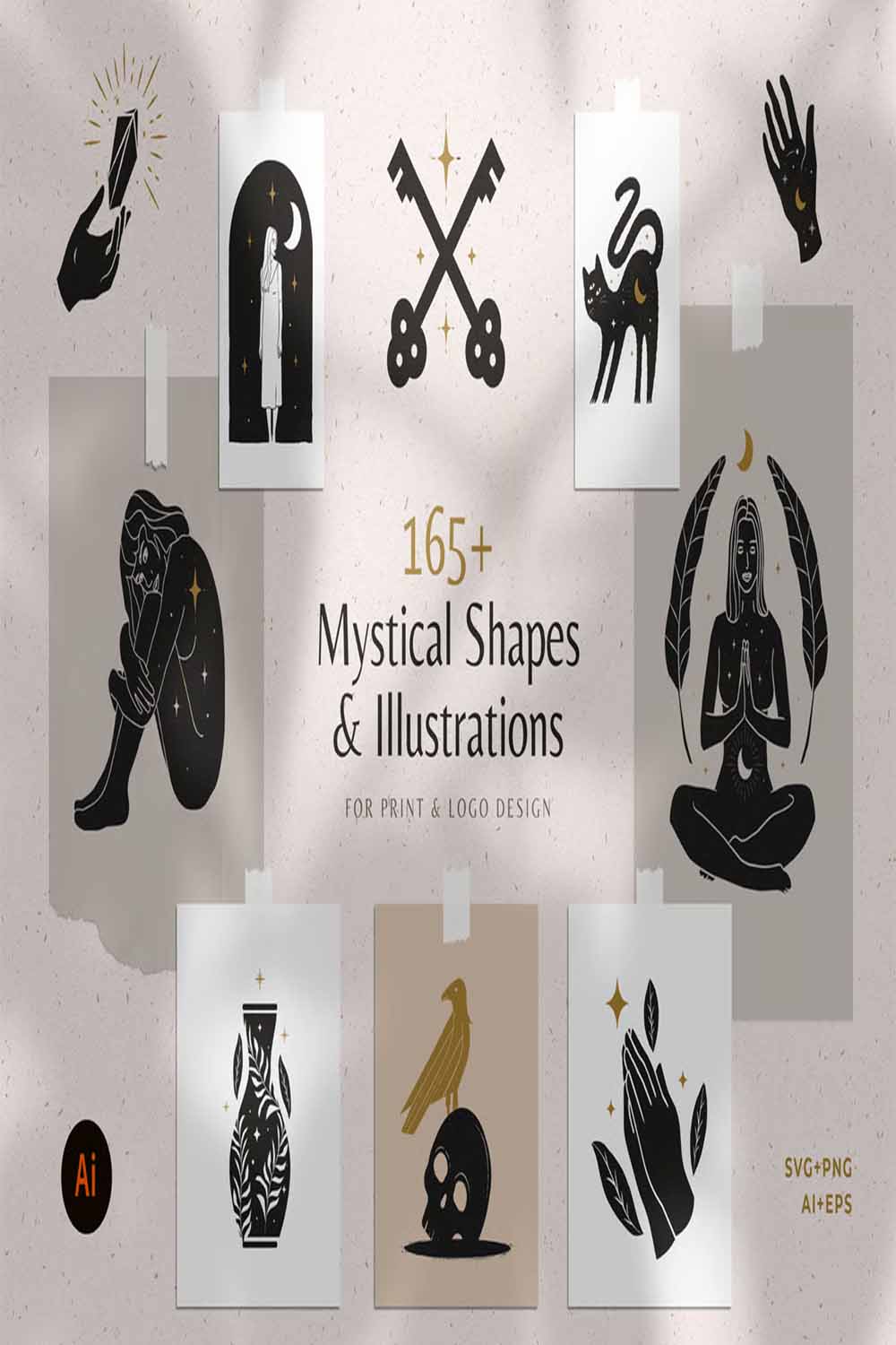 165+ Mystical Illustration Bundle / Esoteric Illustrations / Modern Esoteric and Mystical Illustrations Clipart Collection pinterest preview image.