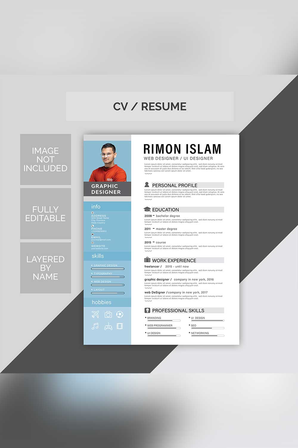 Professional Resume Templates pinterest preview image.