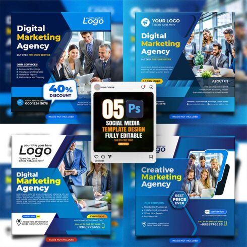 social media banner or post template bundles fully editable cover image.