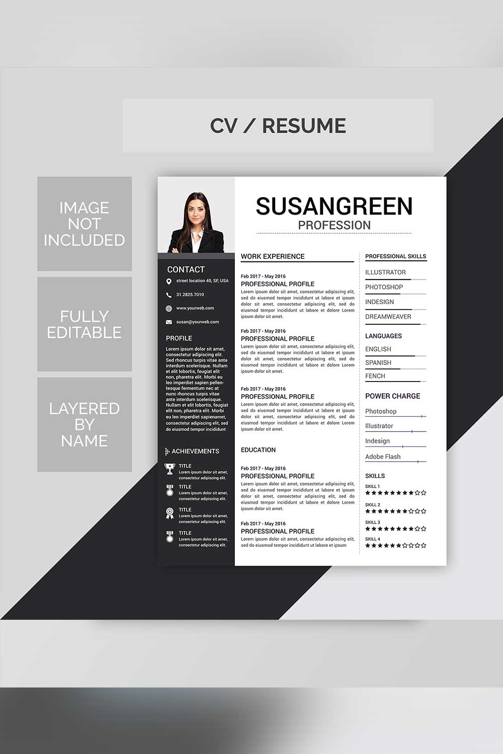 Professional Resume Templates pinterest preview image.