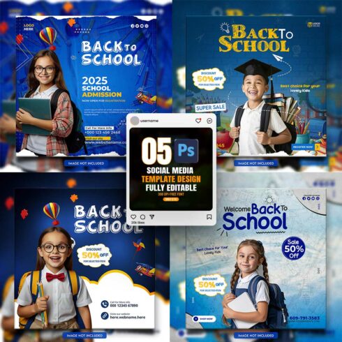 10 social media banner or post template bundles fully editable cover image.