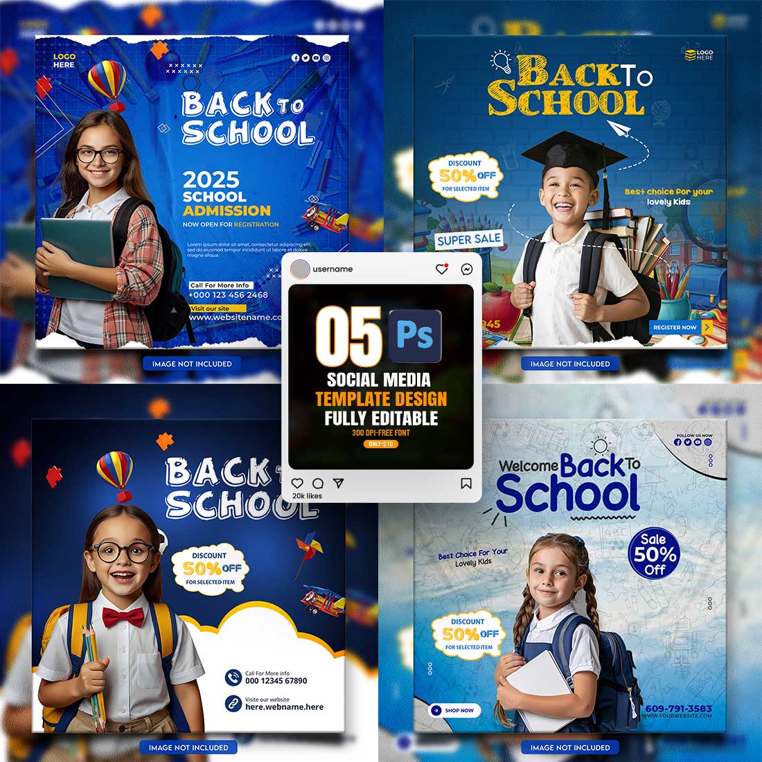 10 social media banner or post template bundles fully editable cover image.
