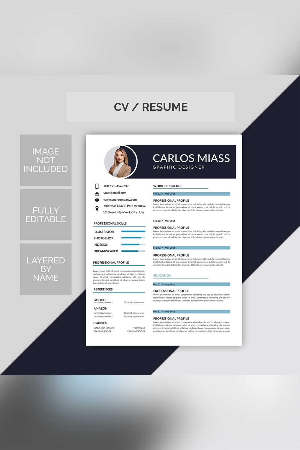 Professional Resume Templates pinterest preview image.