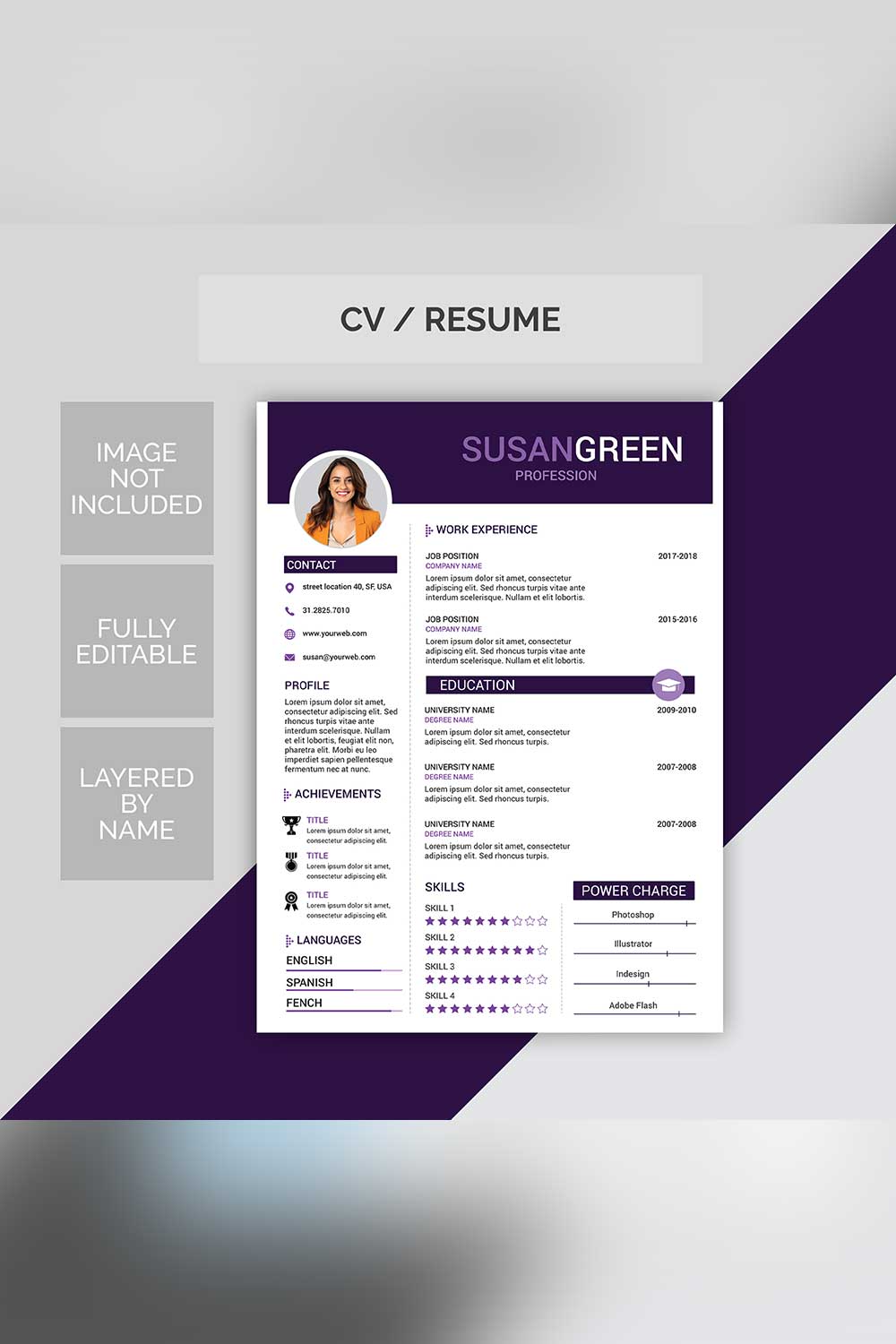 Professional Resume Templates pinterest preview image.