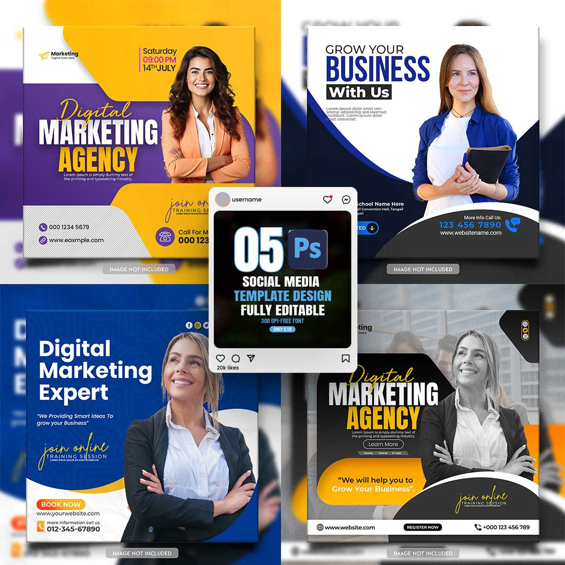 social media banner or post template bundles fully editable cover image.
