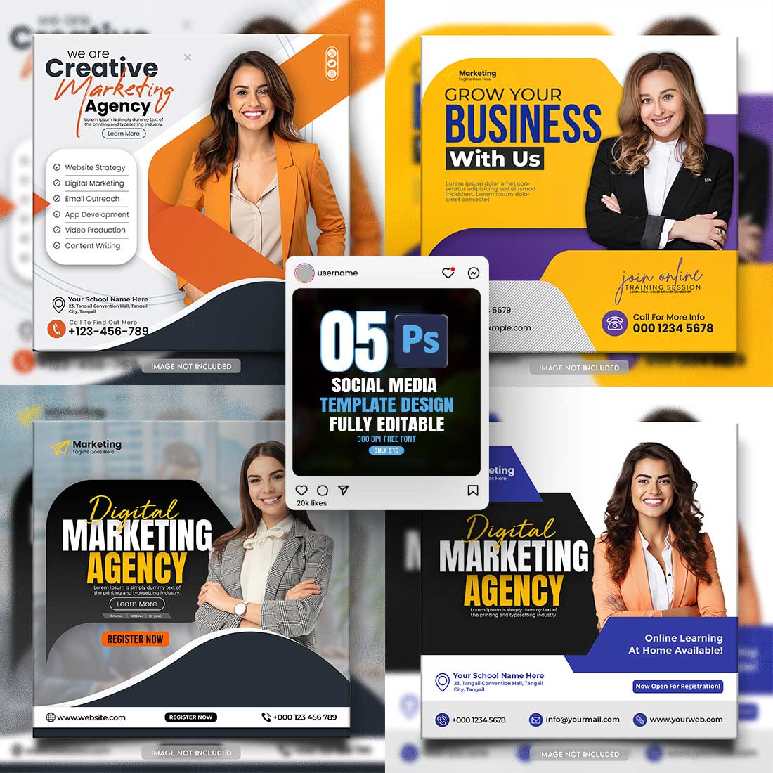 social media banner or post template bundles fully editable cover image.
