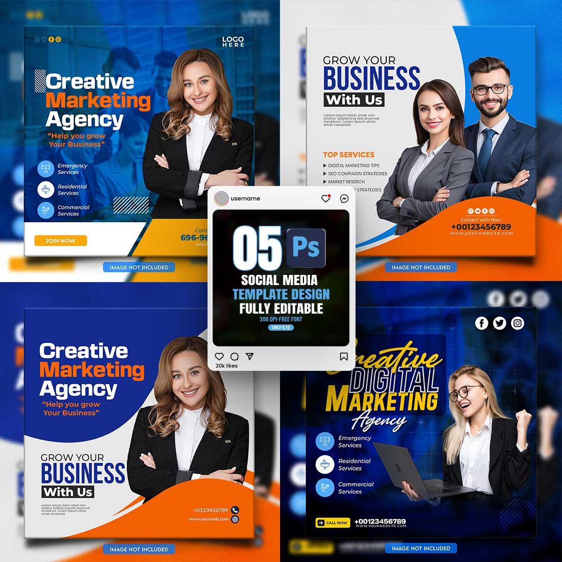 social media banner or post template bundles fully editable cover image.