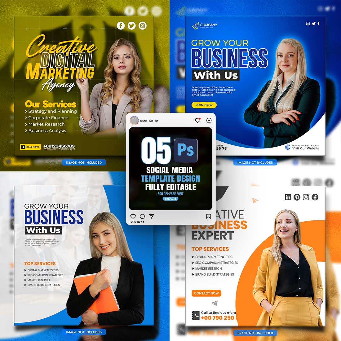 social media banner or post template bundles fully editable cover image.