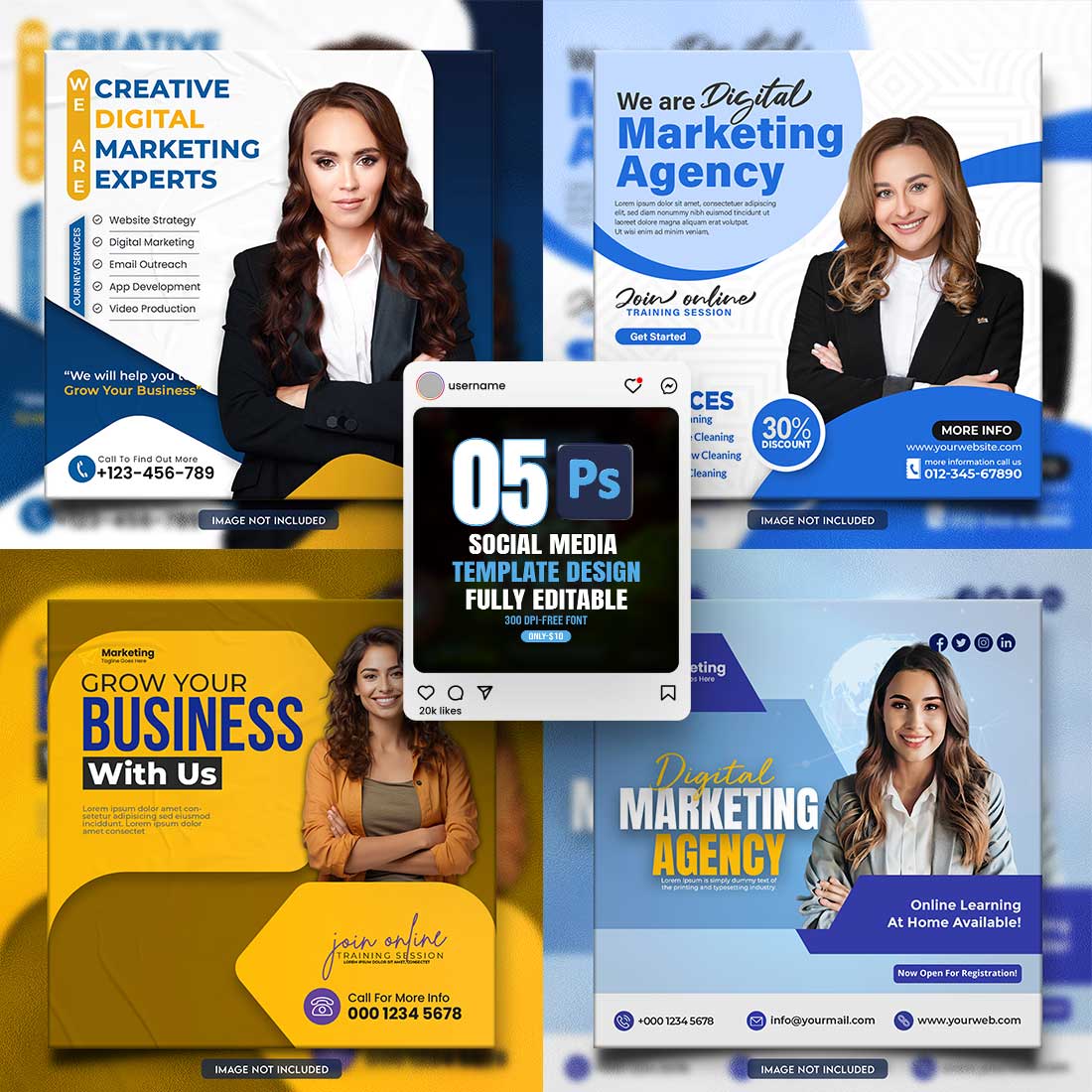 social media banner or post template bundles fully editable cover image.