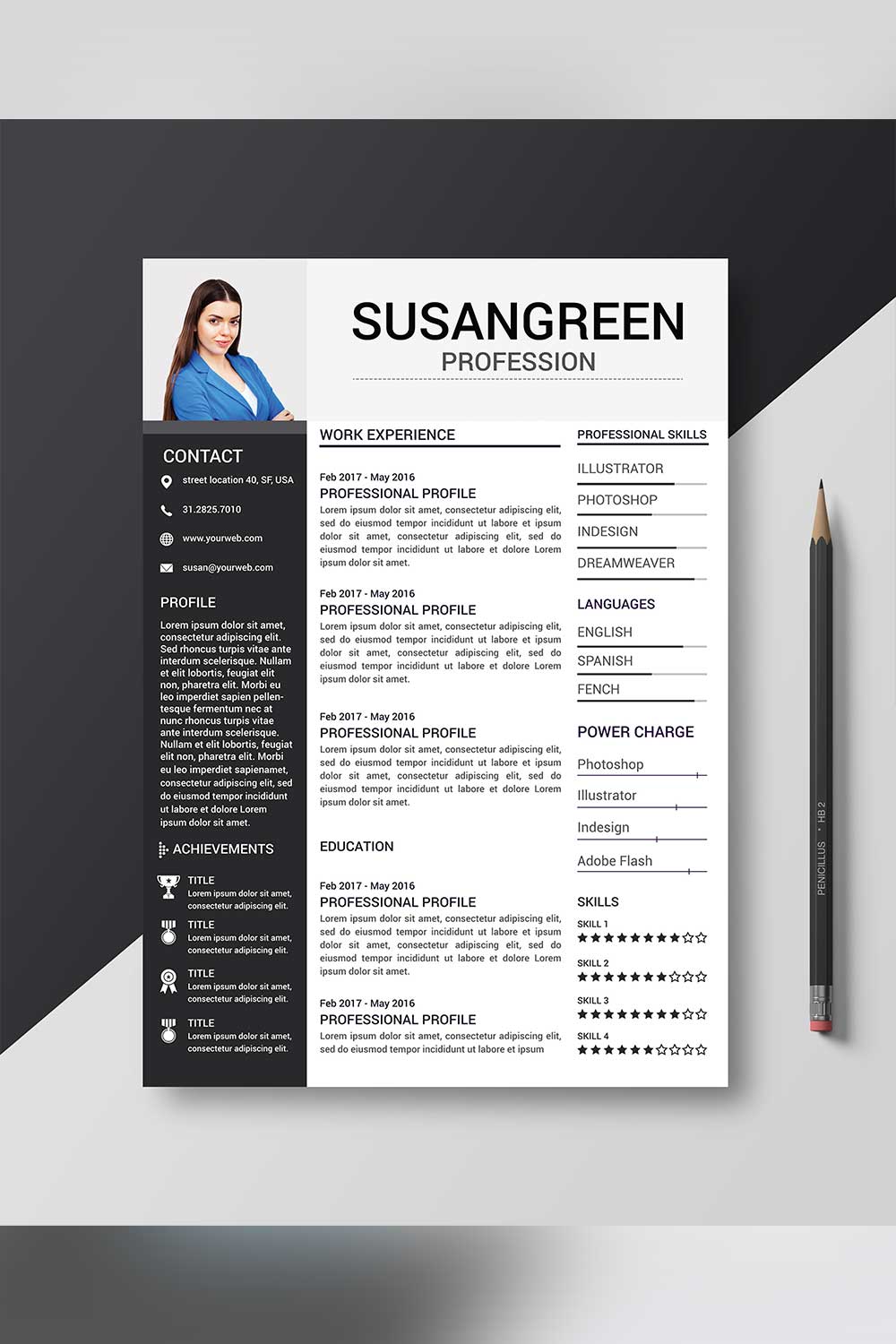 Professional Resume Templates pinterest preview image.
