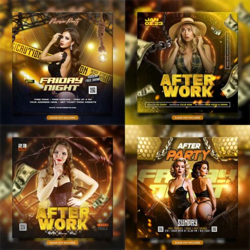 Premium Bundle Night dj party club flyer social media and Instagram post template cover image.