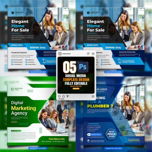 social media banner or post template bundles fully editable cover image.