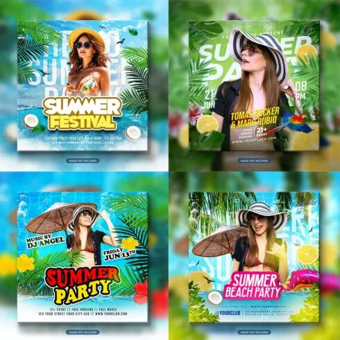 Premium Bundle Night dj party club flyer social media and Instagram post template cover image.