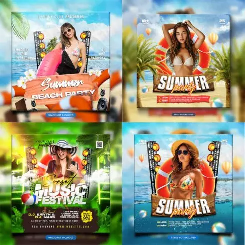 Premium Bundle Night dj party club flyer social media and Instagram post template cover image.