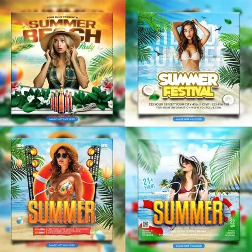 Premium Bundle Night dj party club flyer social media and Instagram post template cover image.