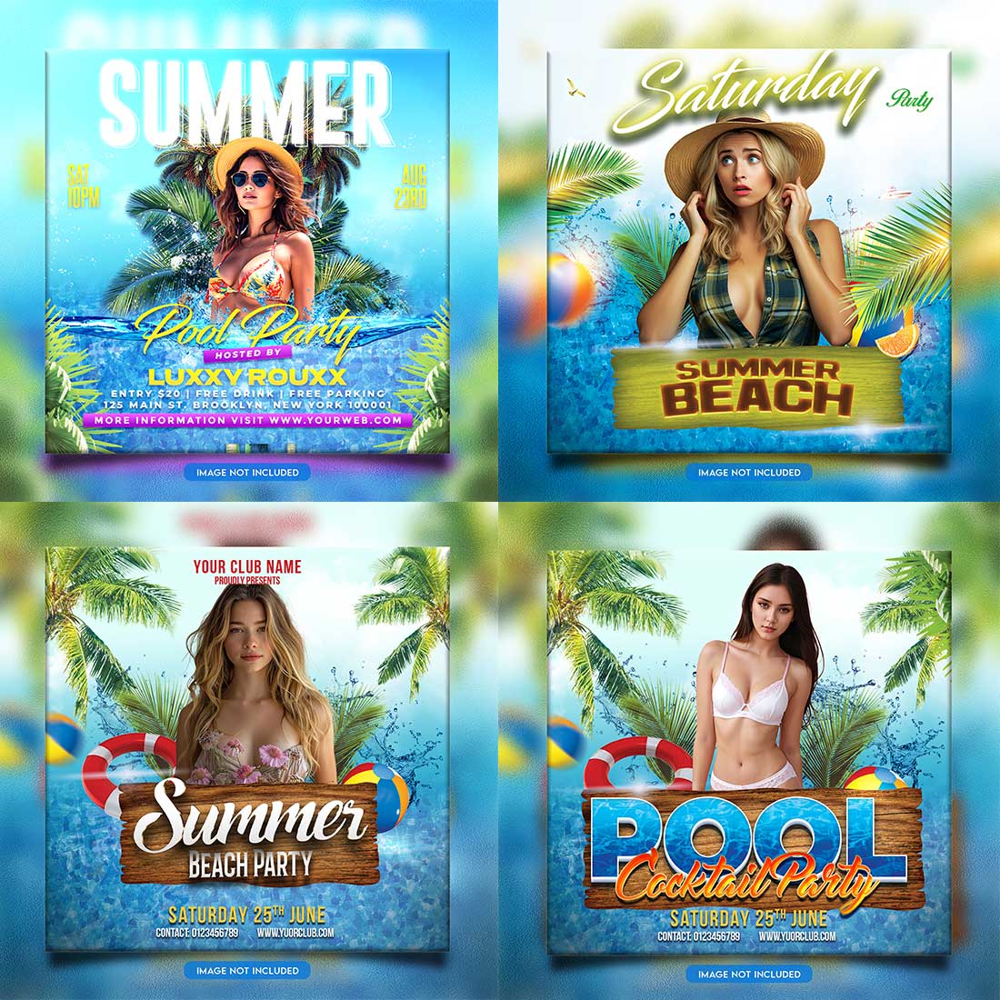 Premium Bundle Night dj party club flyer social media and Instagram post template cover image.
