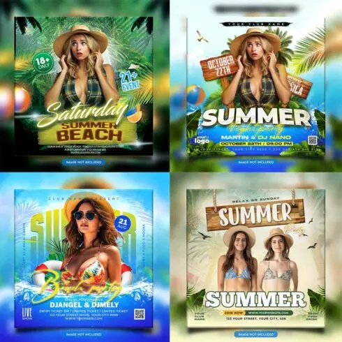 Premium Bundle Night dj party club flyer social media and Instagram post template cover image.
