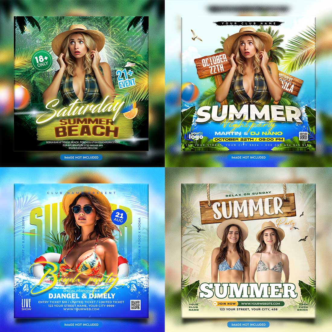 Premium Bundle Night dj party club flyer social media and Instagram post template cover image.