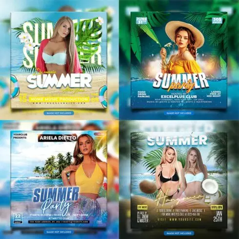 Premium Bundle Night dj party club flyer social media and Instagram post template cover image.