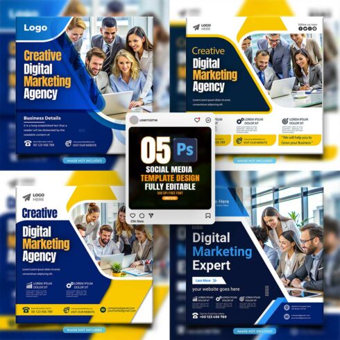social media banner or post template bundles fully editable cover image.