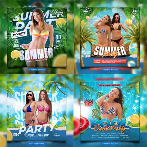 Premium Bundle Night dj party club flyer social media and Instagram post template cover image.