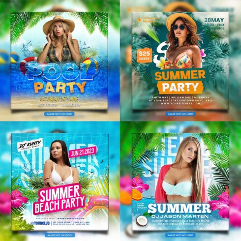 Premium Bundle Night dj party club flyer social media and Instagram post template cover image.