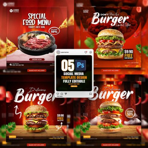 05 Unique & Professional social media post or web banner template design cover image.