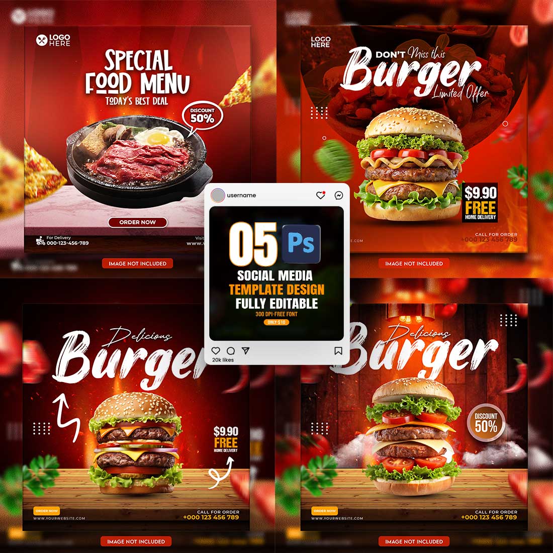 05 Unique & Professional social media post or web banner template design cover image.