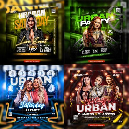 Premium Bundle Night dj party club flyer social media and Instagram post template cover image.