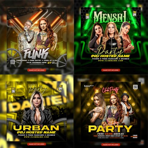 Premium Bundle Night dj party club flyer social media and Instagram post template cover image.