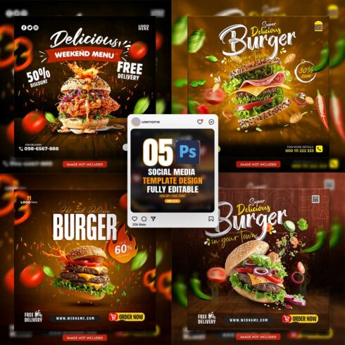 05 Unique & Professional social media post or web banner template design cover image.
