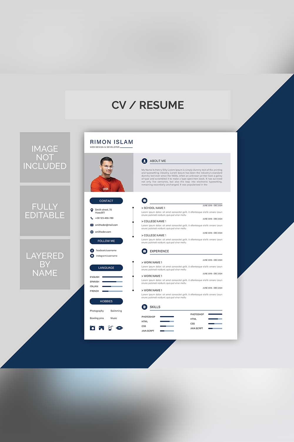Professional Resume Templates pinterest preview image.