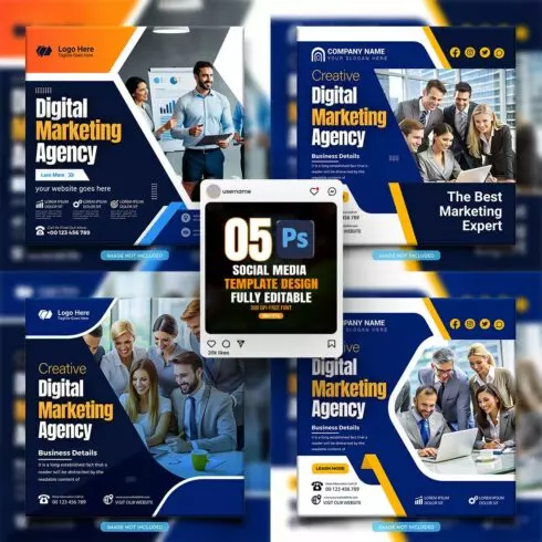 social media banner or post template bundles fully editable cover image.
