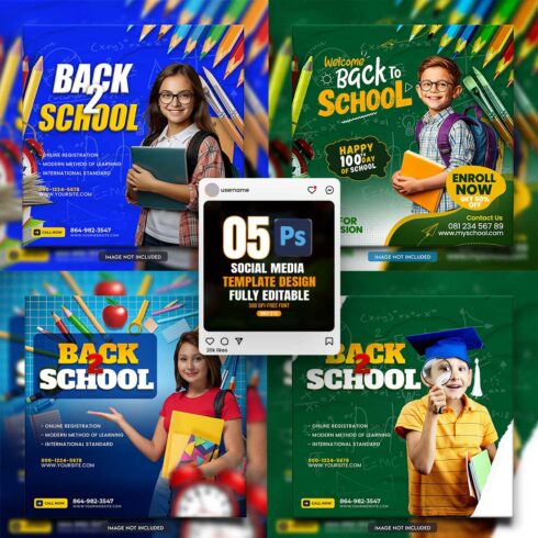 10 social media banner or post template bundles fully editable cover image.