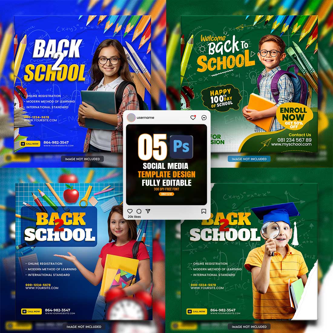 10 social media banner or post template bundles fully editable cover image.