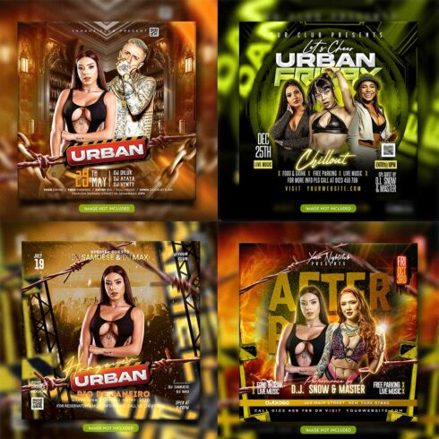 Premium Bundle Night dj party club flyer social media and Instagram post template cover image.