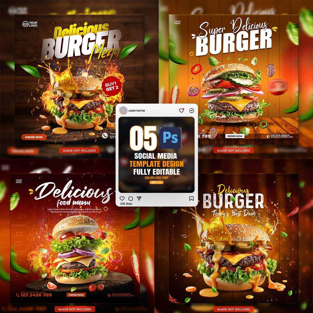 05 Unique & Professional social media post or web banner template design cover image.