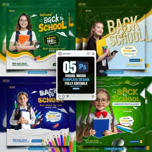 10 social media banner or post template bundles fully editable cover image.