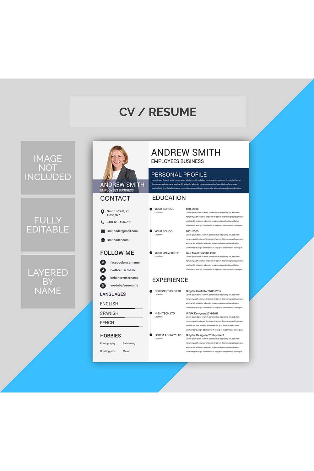 Professional Resume Templates pinterest preview image.