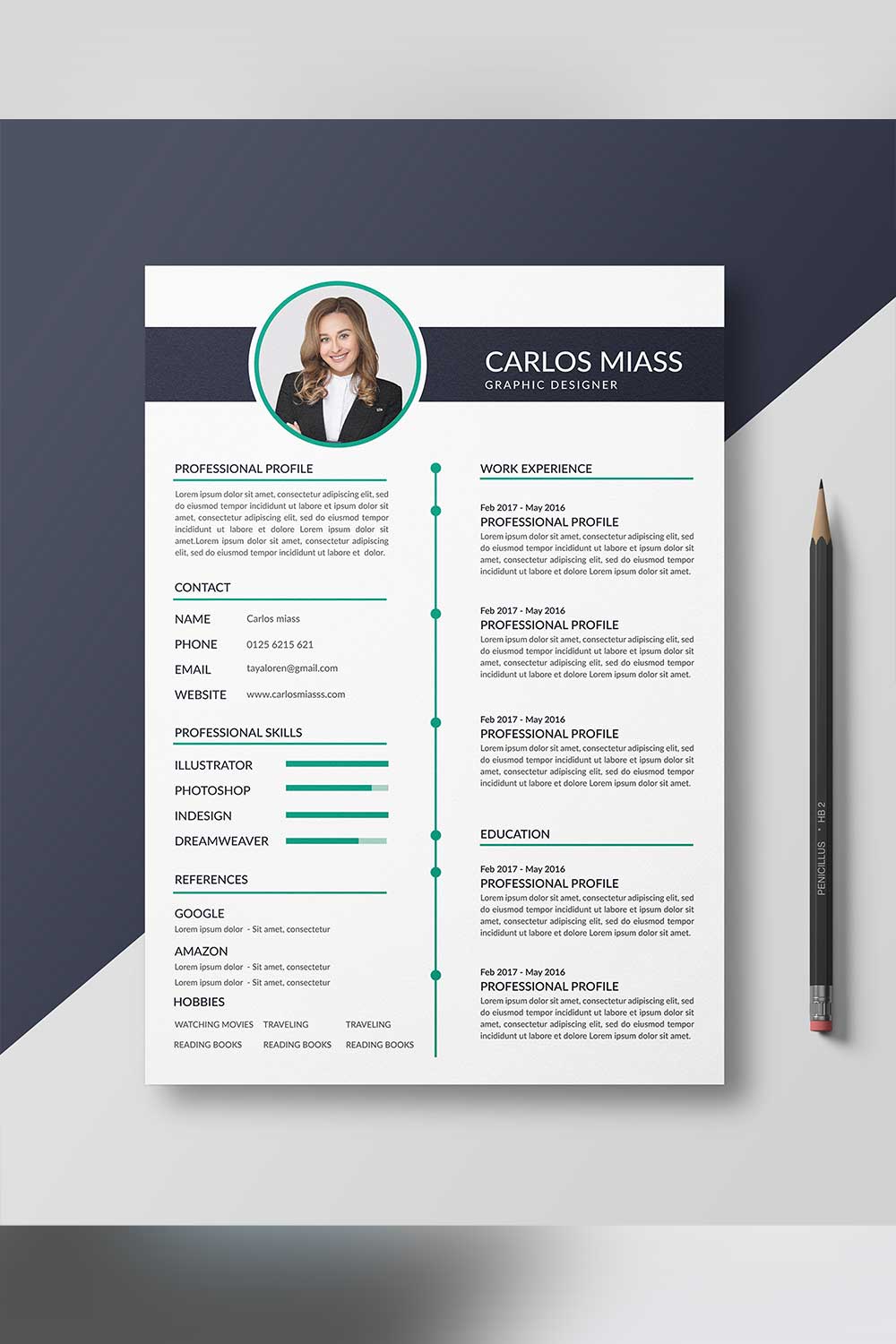 Professional Resume Templates pinterest preview image.
