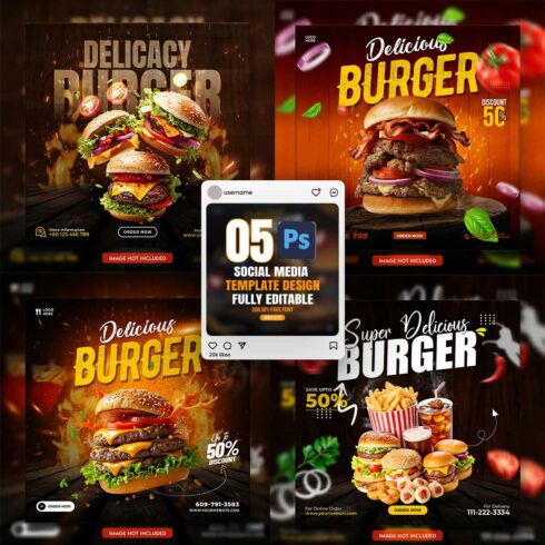 05 Unique & Professional social media post or web banner template design cover image.