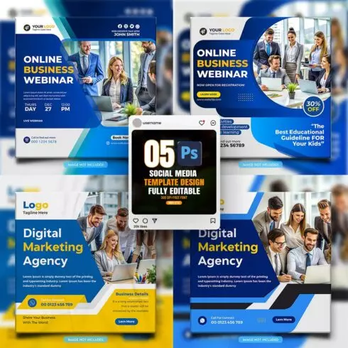 social media banner or post template bundles fully editable cover image.