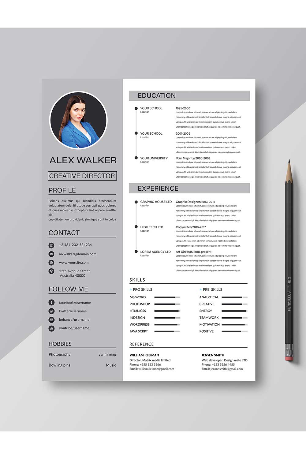 Professional Resume Templates pinterest preview image.