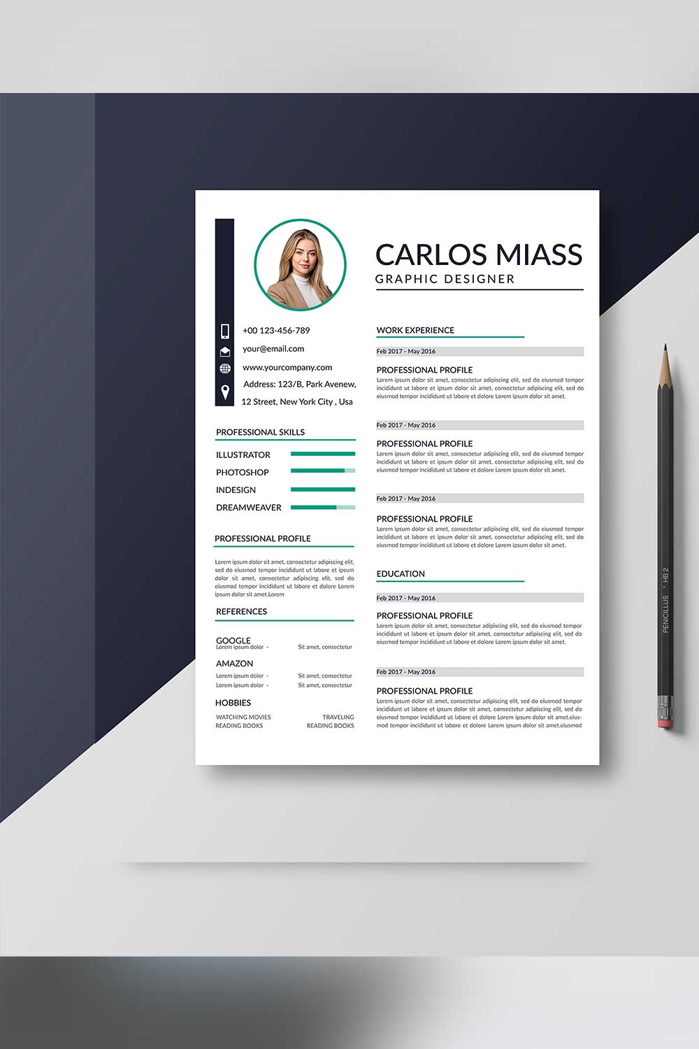 Professional Resume Templates pinterest preview image.
