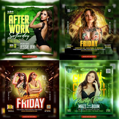 Premium Bundle Night dj party club flyer social media and Instagram post template cover image.