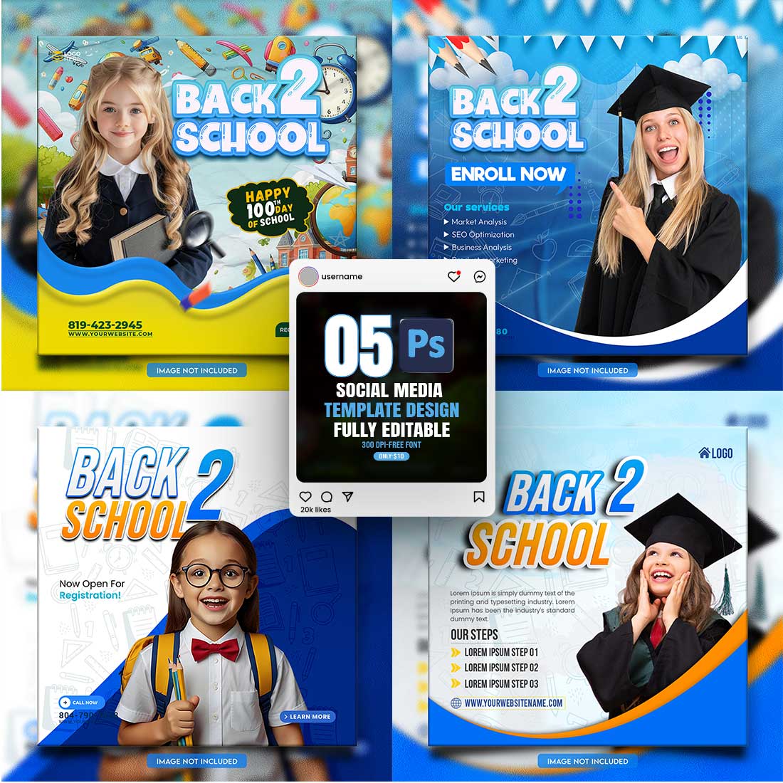 social media banner or post template bundles fully editable cover image.