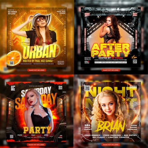 Premium Bundle Night dj party club flyer social media and Instagram post template cover image.